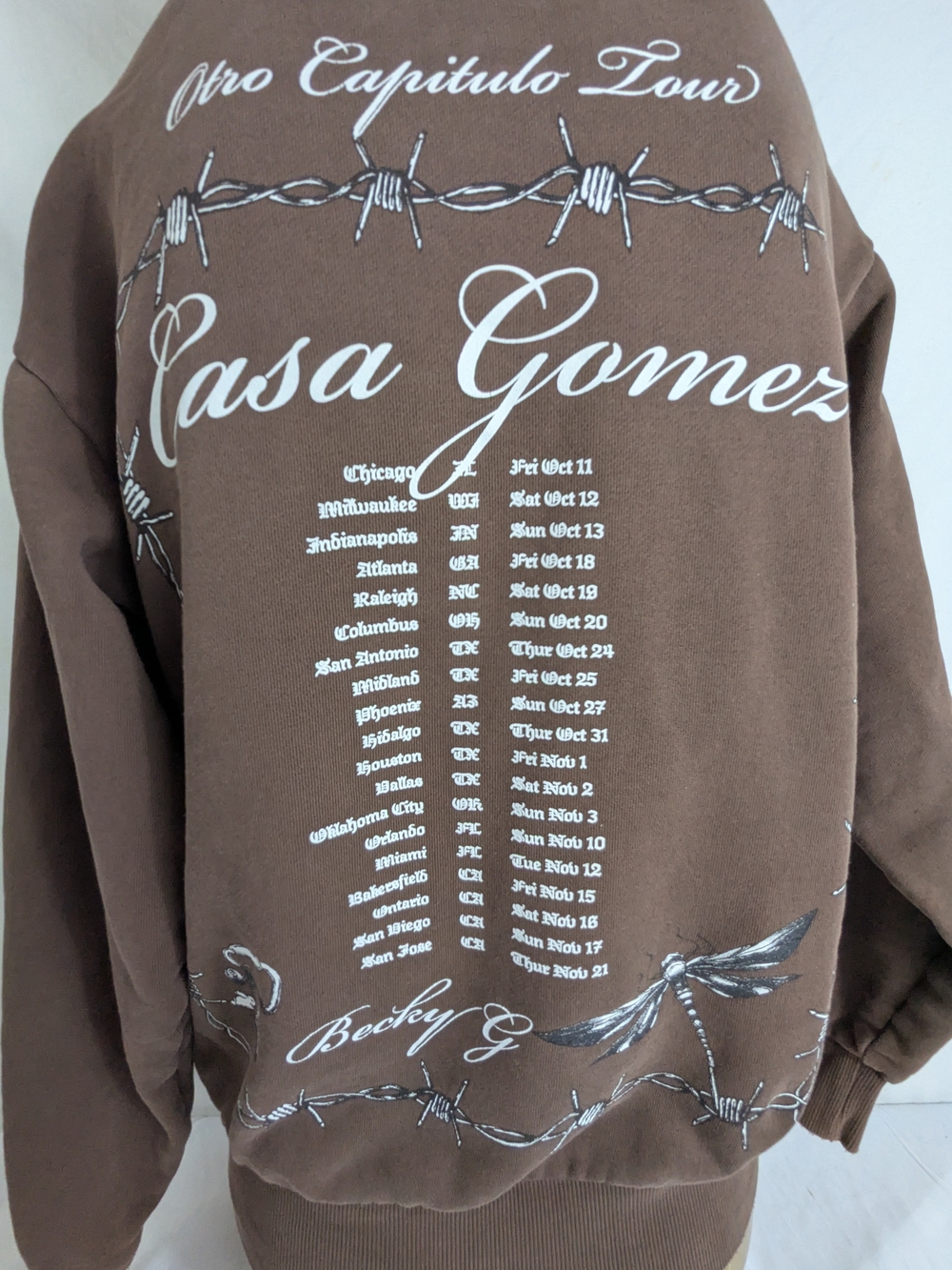 Becky G Casa Gomez Concert Hoodie Tour City/Dates Back Small